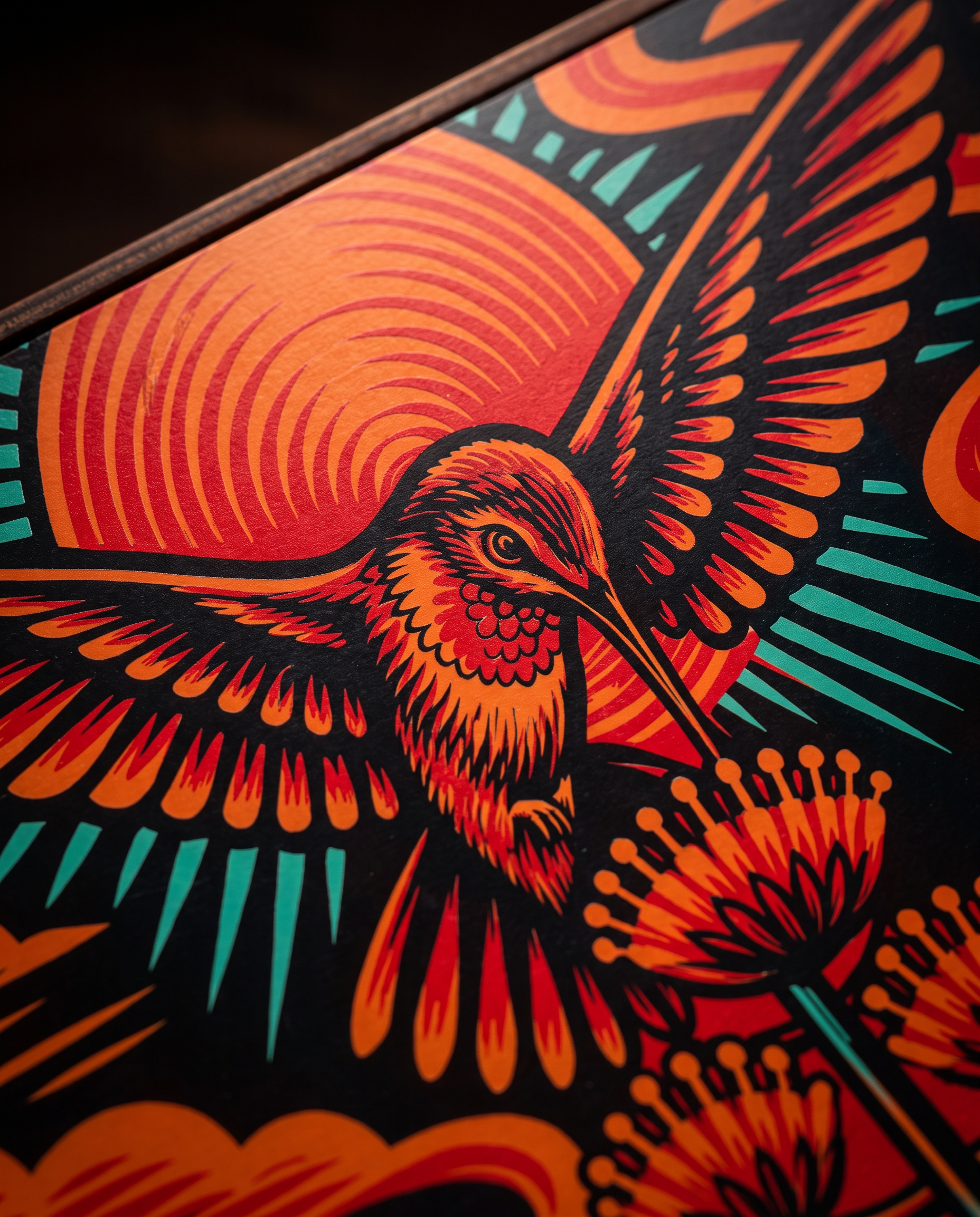 Caja de regalo DOBA FOR YOU, detalle de la ilustración del colibrí en la tapa
